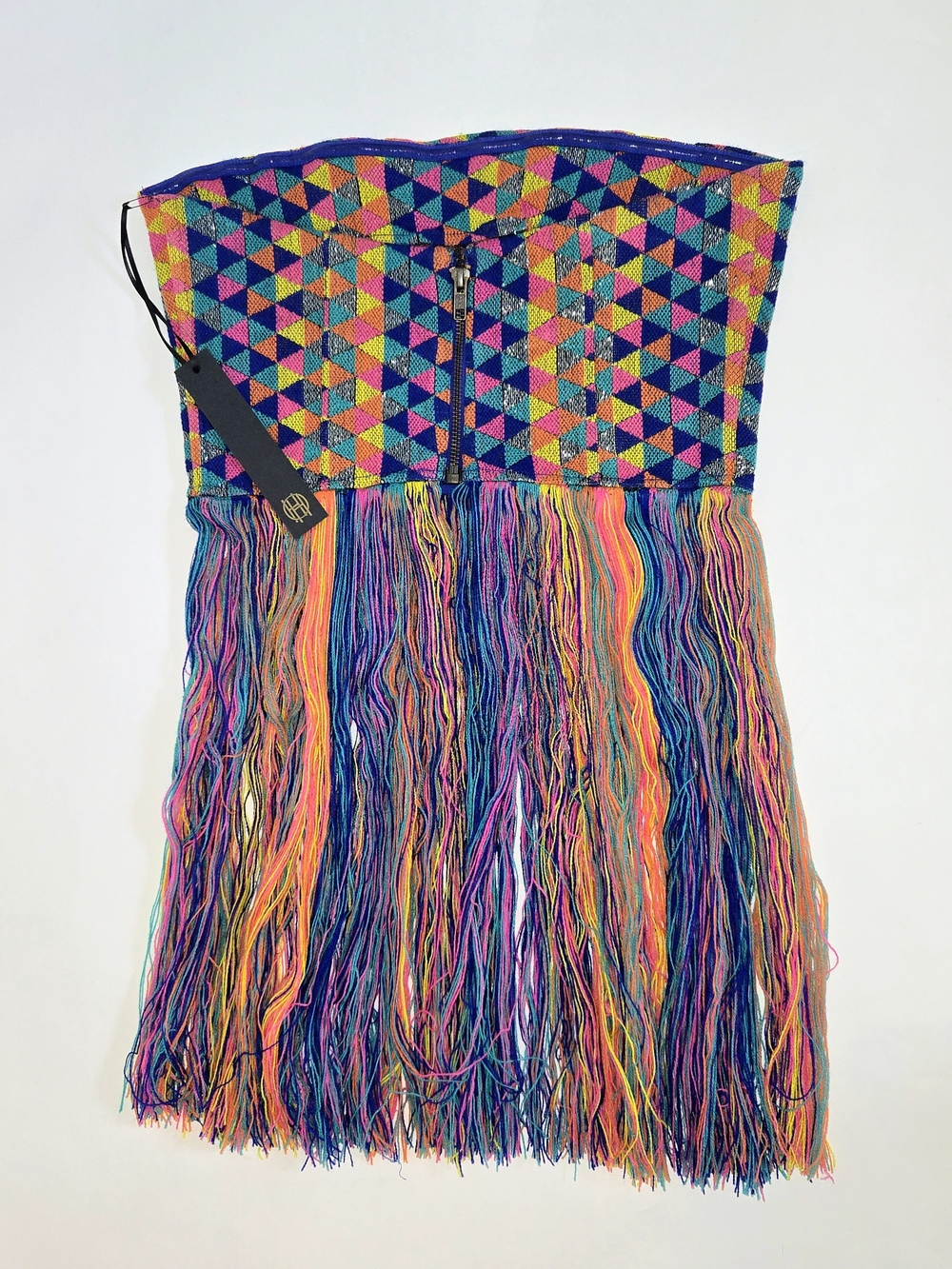 NWT House of Harlow 1960 Colorful Strapless Fringe Boho Beachy Top Womens Size S - Picture 10 of 12